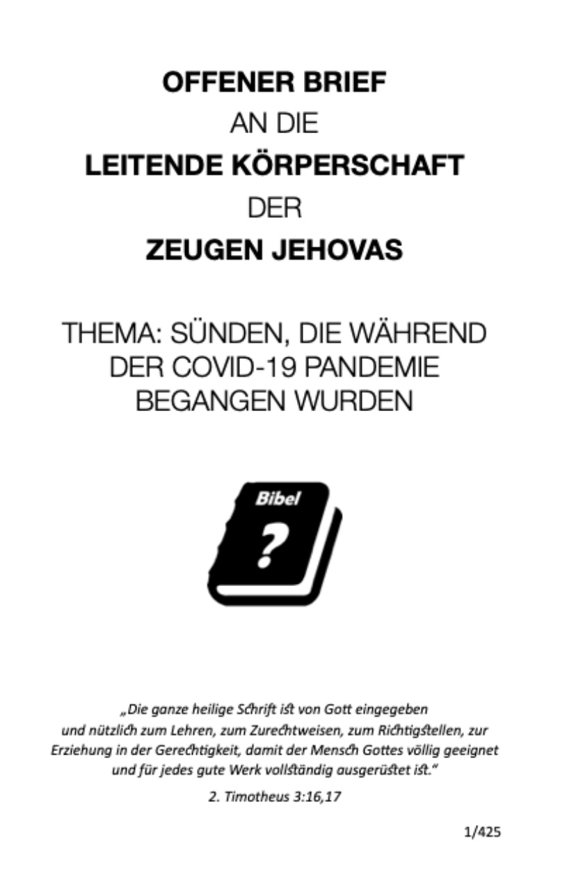 Offener Brief an die Leitende Körperschaft der Zeugen Jehovas